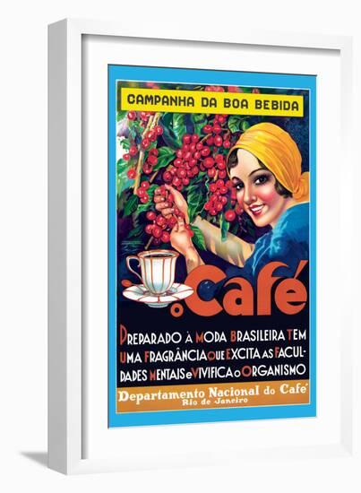 Café (Coffee) - Rio De Janeiro, Brazil - Vintage Advertising Poster, 1930s-Pacifica Island Art-Framed Art Print