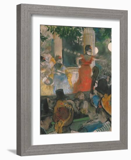 Cafe Concert at Les Ambassadeurs, 1876-77-Edgar Degas-Framed Giclee Print