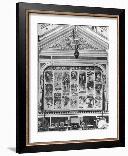 Cafe-Concert 'Les Ambassadeurs', the Stage Curtain with Posters by Jules Cheret (1836-1932)…-H. Mairet-Framed Photographic Print