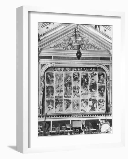 Cafe-Concert 'Les Ambassadeurs', the Stage Curtain with Posters by Jules Cheret (1836-1932)…-H. Mairet-Framed Photographic Print