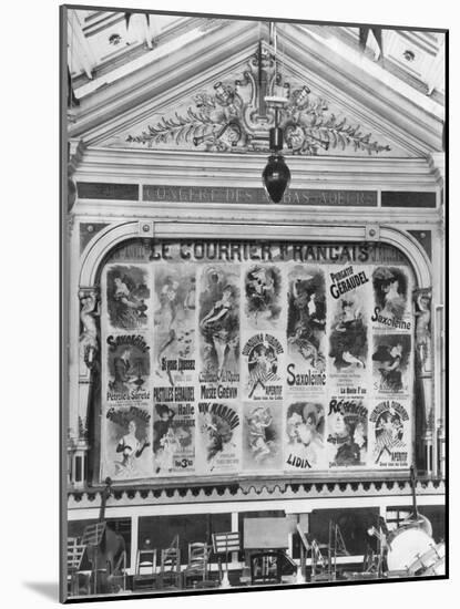 Cafe-Concert 'Les Ambassadeurs', the Stage Curtain with Posters by Jules Cheret (1836-1932)…-H. Mairet-Mounted Photographic Print