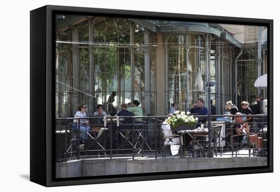 Cafe in Esplanadi Park, Helsinki, Finland, 2011-Sheldon Marshall-Framed Premier Image Canvas