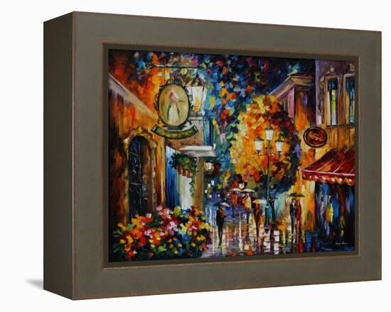 Cafe in the Old City-Leonid Afremov-Framed Stretched Canvas