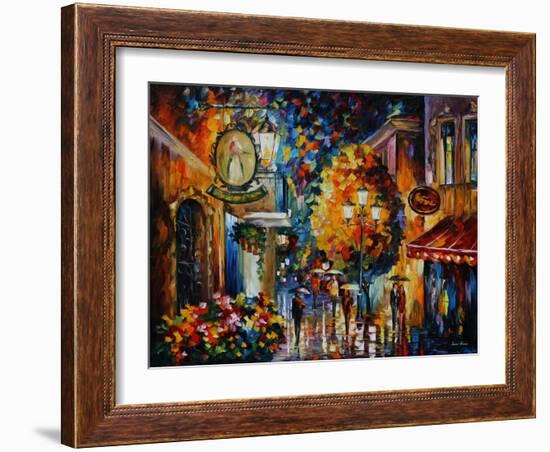 Cafe in the Old City-Leonid Afremov-Framed Art Print