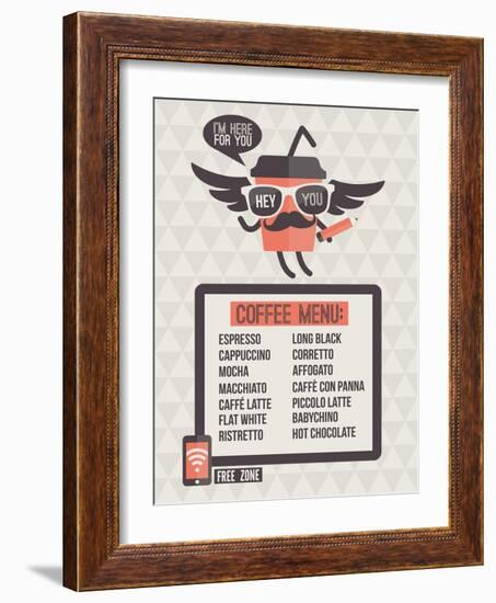 Cafe Menu. Seamless Background And Design Elements-ussr-Framed Art Print