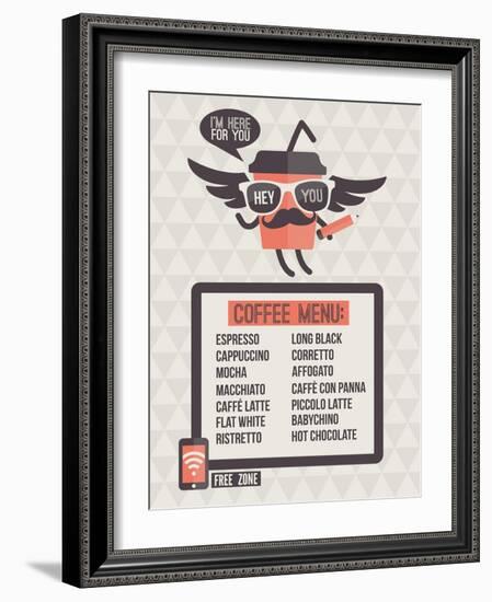 Cafe Menu. Seamless Background And Design Elements-ussr-Framed Art Print