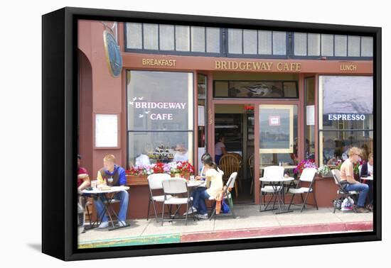 Cafe on Sausalito sidewalk, Marin County, California-Anna Miller-Framed Premier Image Canvas