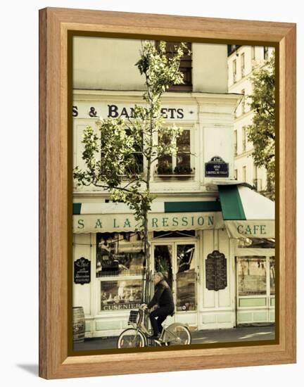 Cafe, Quai De L'Hotel De Ville, Marais District, Paris, France-Jon Arnold-Framed Premier Image Canvas
