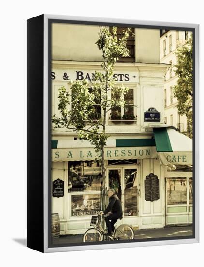 Cafe, Quai De L'Hotel De Ville, Marais District, Paris, France-Jon Arnold-Framed Premier Image Canvas