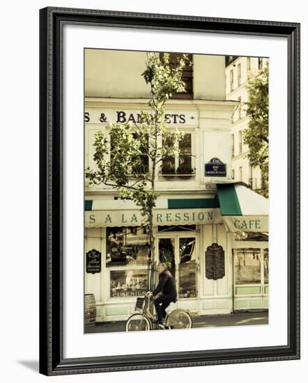 Cafe, Quai De L'Hotel De Ville, Marais District, Paris, France-Jon Arnold-Framed Photographic Print