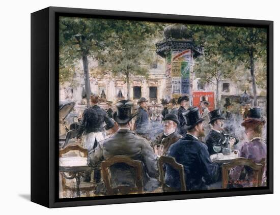 Cafe Scene in Paris, 1884-Louis Anet Sabatier-Framed Premier Image Canvas