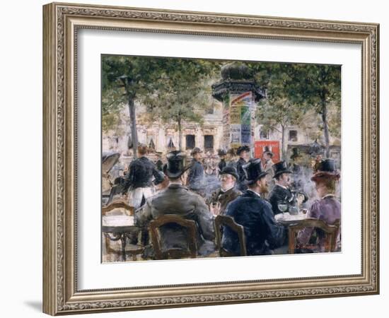 Cafe Scene in Paris, 1884-Louis Anet Sabatier-Framed Giclee Print