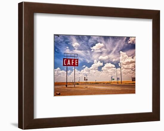 Cafe Sign Route 66 In Texas-null-Framed Art Print