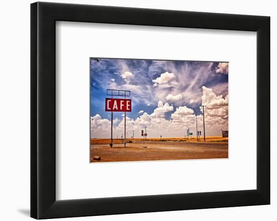 Cafe Sign Route 66 In Texas-null-Framed Art Print