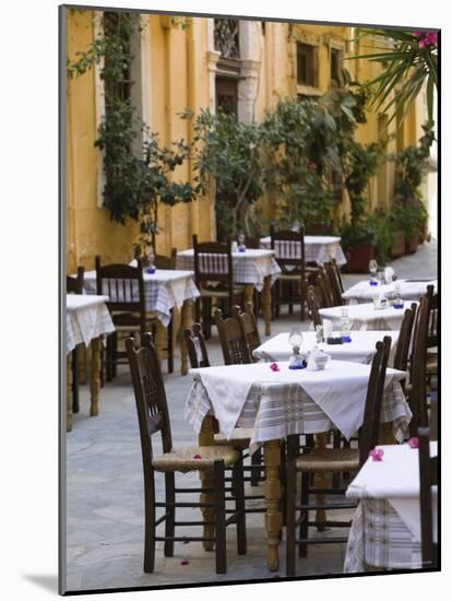 Cafe Tables, Hania, Hania Province, Crete, Greece-Walter Bibikow-Mounted Photographic Print
