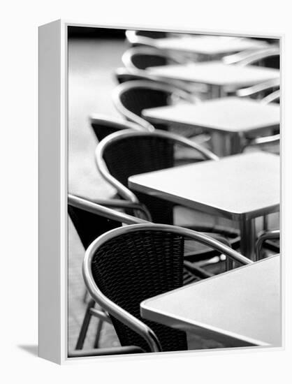 Cafe Tables, Palma, Mallorca, Spain-Walter Bibikow-Framed Premier Image Canvas