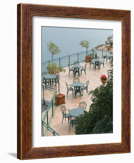 Cafe Tables, Positano, Amalfi Coast, Campania, Italy-Walter Bibikow-Framed Photographic Print