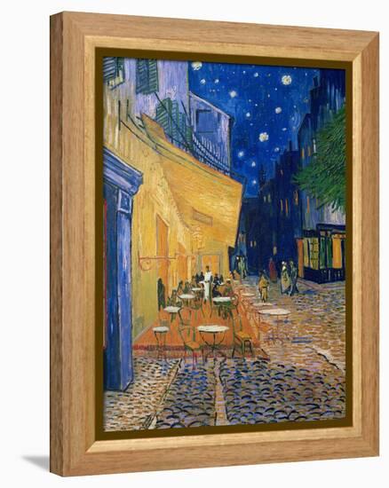 Cafe-terrace at night (Place du forum in Arles). Oil on canvas (1888) Cat. 232.-Vincent van Gogh-Framed Premier Image Canvas