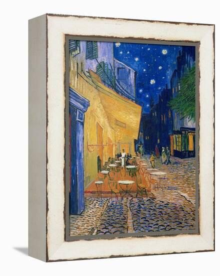 Cafe-terrace at night (Place du forum in Arles). Oil on canvas (1888) Cat. 232.-Vincent van Gogh-Framed Premier Image Canvas