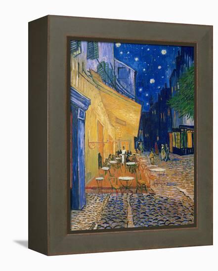 Cafe-terrace at night (Place du forum in Arles). Oil on canvas (1888) Cat. 232.-Vincent van Gogh-Framed Premier Image Canvas