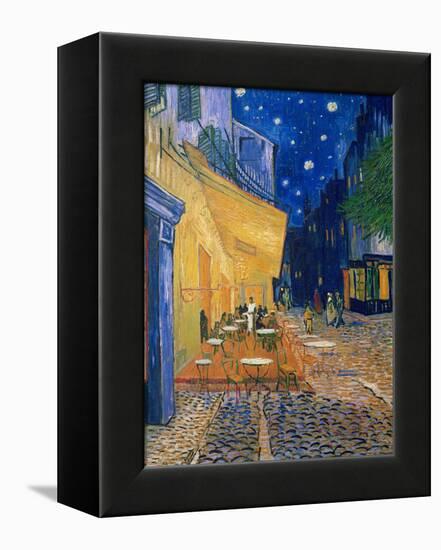 Cafe-terrace at night (Place du forum in Arles). Oil on canvas (1888) Cat. 232.-Vincent van Gogh-Framed Premier Image Canvas