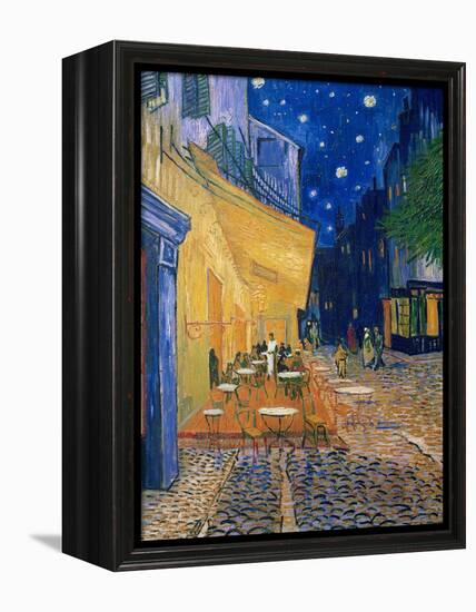 Cafe-terrace at night (Place du forum in Arles). Oil on canvas (1888) Cat. 232.-Vincent van Gogh-Framed Premier Image Canvas