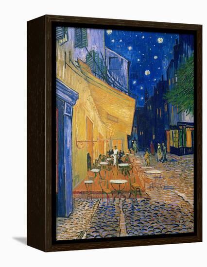 Cafe-terrace at night (Place du forum in Arles). Oil on canvas (1888) Cat. 232.-Vincent van Gogh-Framed Premier Image Canvas