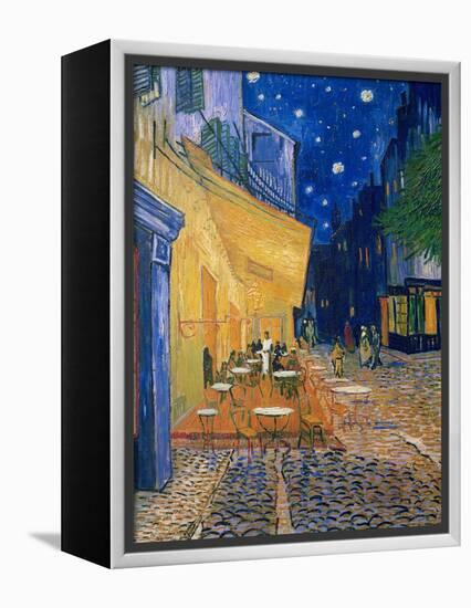 Cafe-terrace at night (Place du forum in Arles). Oil on canvas (1888) Cat. 232.-Vincent van Gogh-Framed Premier Image Canvas