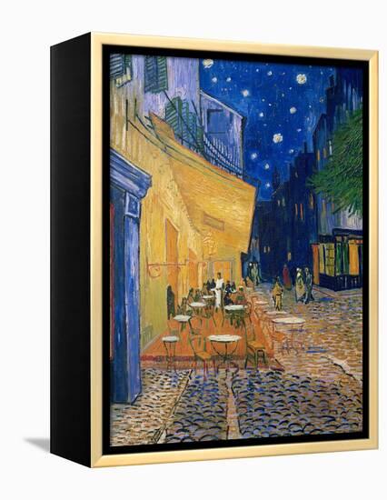 Cafe-terrace at night (Place du forum in Arles). Oil on canvas (1888) Cat. 232.-Vincent van Gogh-Framed Premier Image Canvas