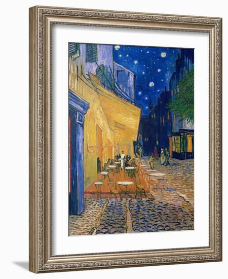 Cafe-terrace at night (Place du forum in Arles). Oil on canvas (1888) Cat. 232.-Vincent van Gogh-Framed Giclee Print