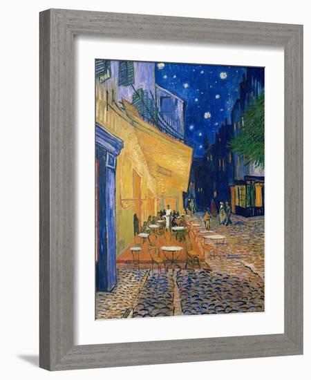 Cafe-terrace at night (Place du forum in Arles). Oil on canvas (1888) Cat. 232.-Vincent van Gogh-Framed Giclee Print