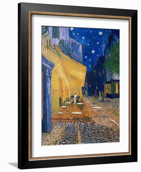 Cafe-terrace at night (Place du forum in Arles). Oil on canvas (1888) Cat. 232.-Vincent van Gogh-Framed Giclee Print