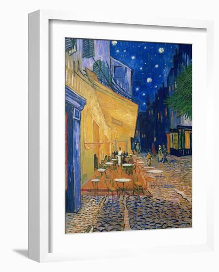 Cafe-terrace at night (Place du forum in Arles). Oil on canvas (1888) Cat. 232.-Vincent van Gogh-Framed Giclee Print