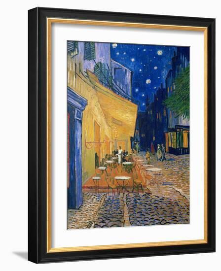 Cafe-terrace at night (Place du forum in Arles). Oil on canvas (1888) Cat. 232.-Vincent van Gogh-Framed Giclee Print