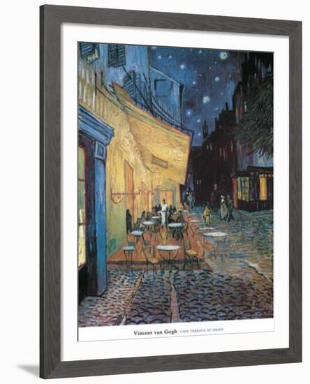 Cafe Terrace on Place du Forum Arles-Vincent van Gogh-Framed Art Print