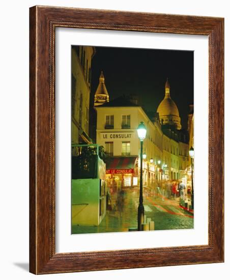 Cafes and Street at Night, Montmartre, Paris, France, Europe-Roy Rainford-Framed Photographic Print