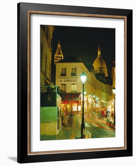 Cafes and Street at Night, Montmartre, Paris, France, Europe-Roy Rainford-Framed Photographic Print