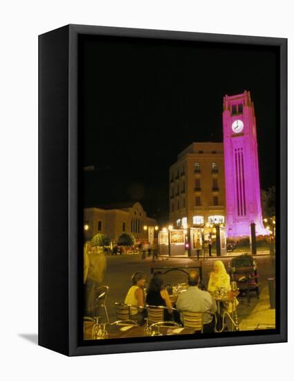 Cafes at Night, Place d'Etoile, Beirut, Lebanon, Middle East-Alison Wright-Framed Premier Image Canvas