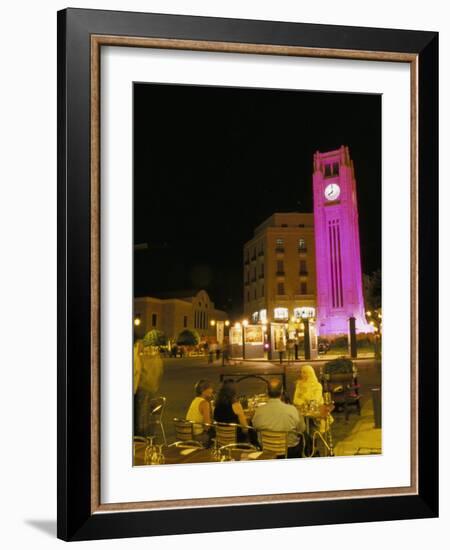 Cafes at Night, Place d'Etoile, Beirut, Lebanon, Middle East-Alison Wright-Framed Photographic Print