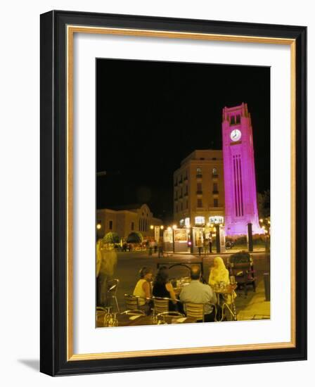 Cafes at Night, Place d'Etoile, Beirut, Lebanon, Middle East-Alison Wright-Framed Photographic Print