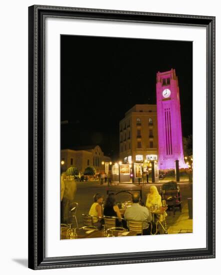 Cafes at Night, Place d'Etoile, Beirut, Lebanon, Middle East-Alison Wright-Framed Photographic Print