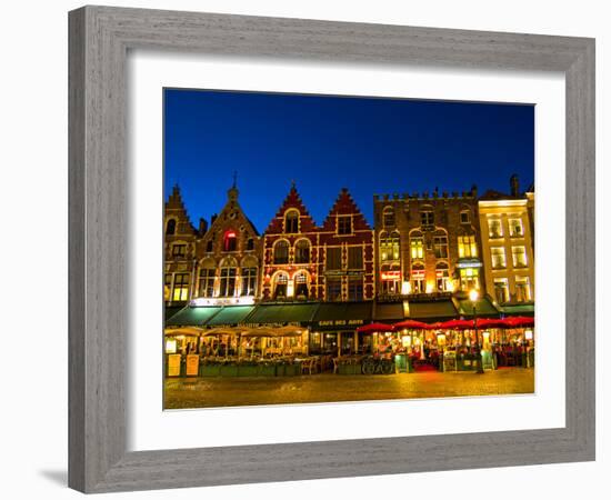 Cafes in Downtown Bruges Marketplace, Belgium-Bill Bachmann-Framed Photographic Print