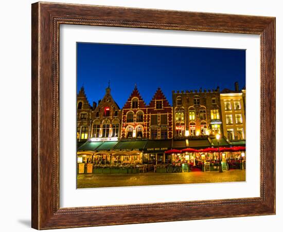 Cafes in Downtown Bruges Marketplace, Belgium-Bill Bachmann-Framed Photographic Print