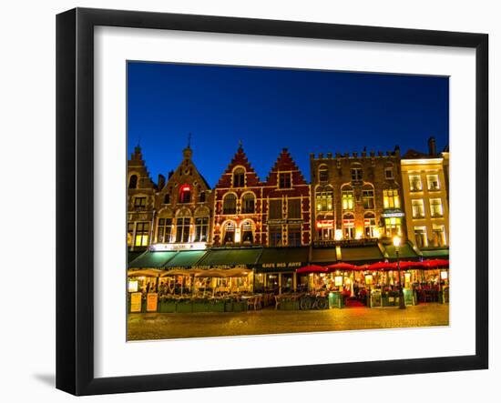 Cafes in Downtown Bruges Marketplace, Belgium-Bill Bachmann-Framed Photographic Print