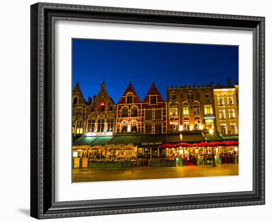 Cafes in Downtown Bruges Marketplace, Belgium-Bill Bachmann-Framed Photographic Print