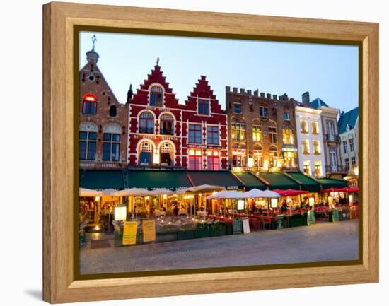 Cafes in Marketplace in Downtown Bruges, Belgium-Bill Bachmann-Framed Premier Image Canvas