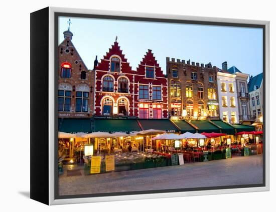 Cafes in Marketplace in Downtown Bruges, Belgium-Bill Bachmann-Framed Premier Image Canvas