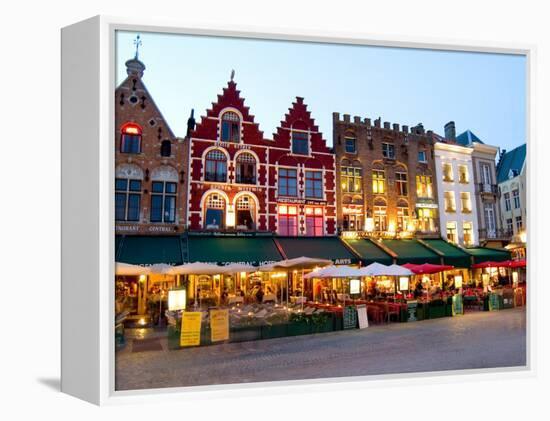 Cafes in Marketplace in Downtown Bruges, Belgium-Bill Bachmann-Framed Premier Image Canvas