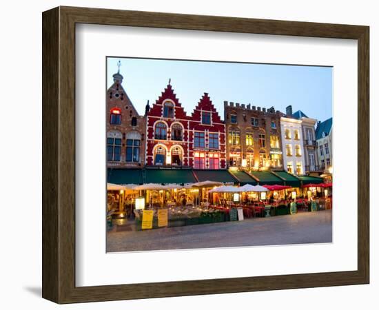 Cafes in Marketplace in Downtown Bruges, Belgium-Bill Bachmann-Framed Photographic Print