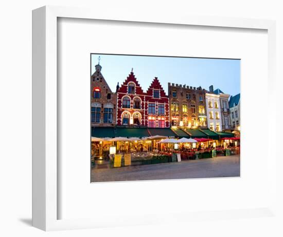 Cafes in Marketplace in Downtown Bruges, Belgium-Bill Bachmann-Framed Photographic Print